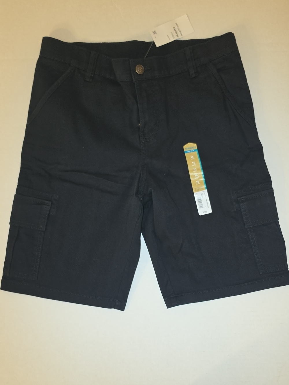 Boys Thereabouts Black Cargo Shorts with Utility Pockets 16husky